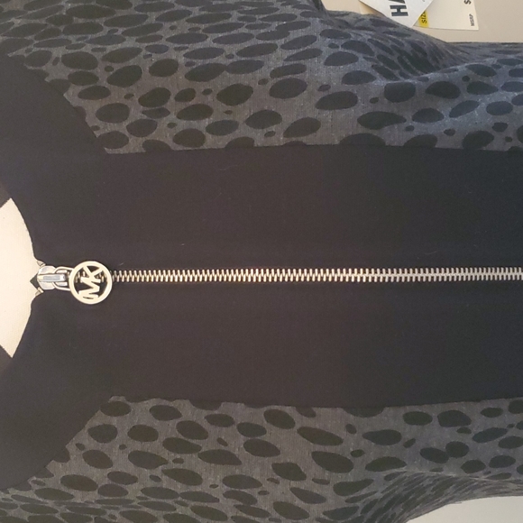 Michael Kors Black & Gray Leapard Print Lined Dress Med NWT - Picture 2 of 10